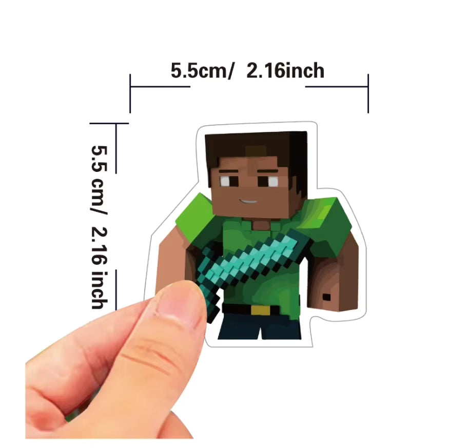 Minecraft Sticker Seti (50 Adet) | Su Geçirmez Oyun Çıkartmaları Sticker Master
