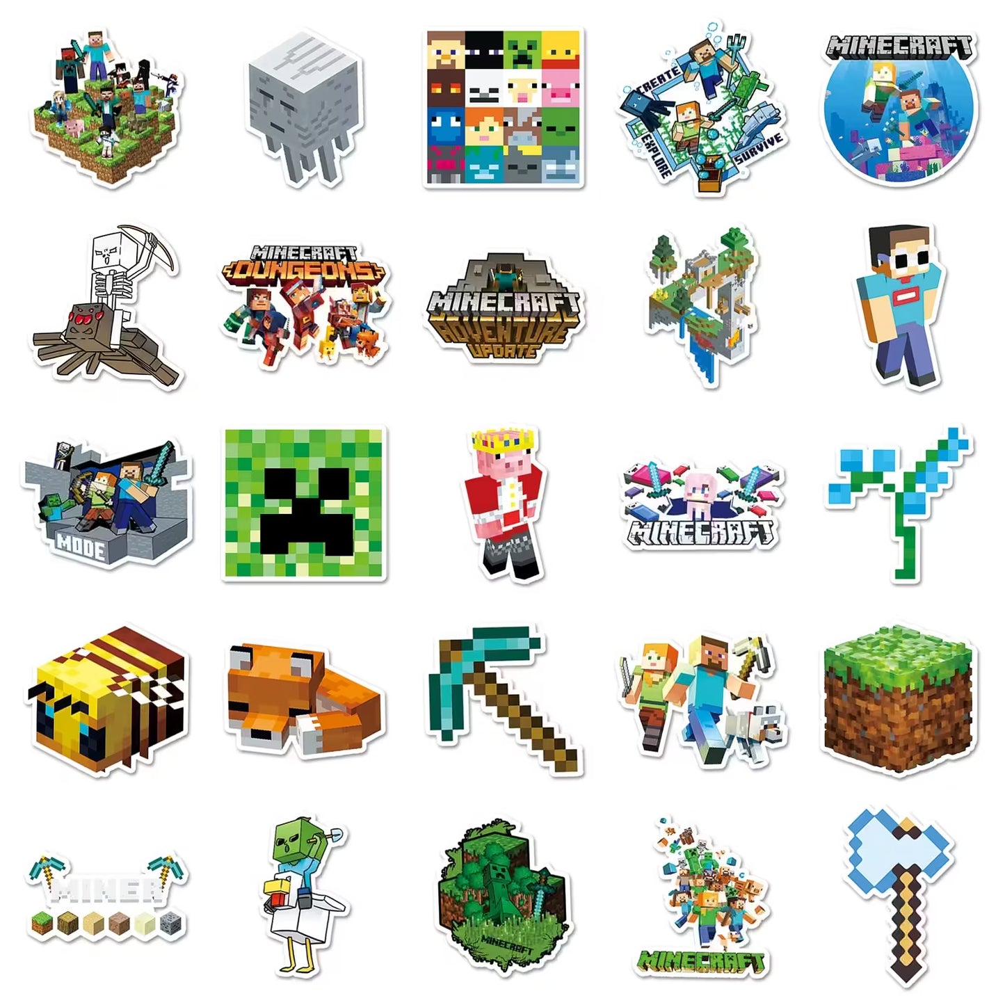 Minecraft Sticker Seti (50 Adet) | Su Geçirmez Oyun Çıkartmaları Sticker Master