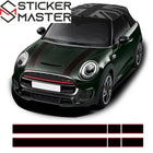 Mini Cooper Sticker Seti | JCW Tarzı Kaput ve Bagaj Şerit Decal (Çift Renkli)