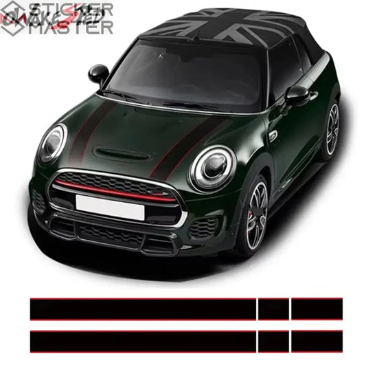 Mini Cooper Sticker Seti | JCW Tarzı Kaput ve Bagaj Şerit Decal (Çift Renkli) Sticker Master