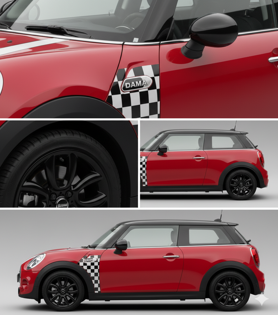Mini Cooper Çamurluk Üstü ve Yan Kapı Dama Sticker Seti