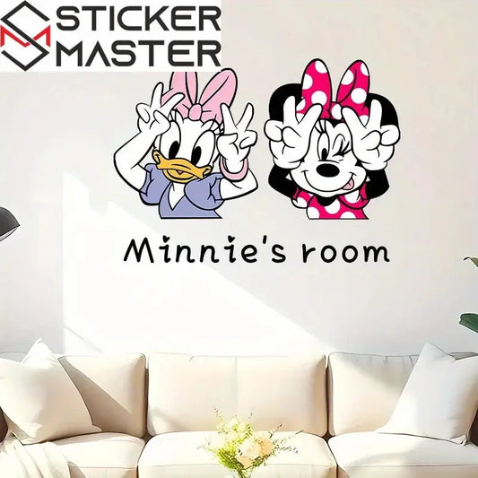 Minnie Mouse Sticker | Minnie ve Daisy En İyi Arkadaş Duvar Dekoru (50x40 cm) - Sticker Master