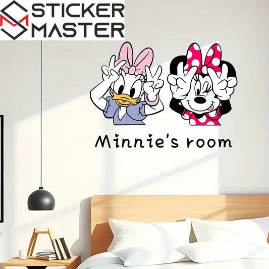 Minnie Mouse Sticker | Minnie ve Daisy En İyi Arkadaş Duvar Dekoru (50x40 cm) - Sticker Master