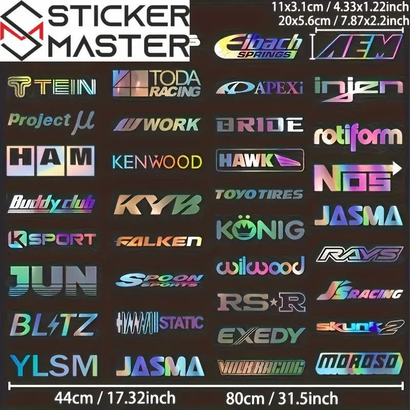 Modifiye Sticker | 37 Farklı Marka Holografik Tuning Decal (11-20 cm) Sticker Master