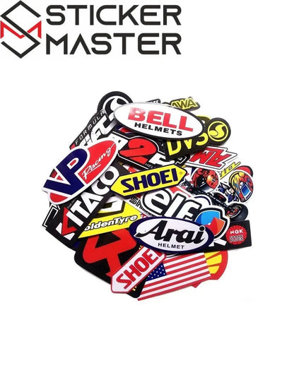 Sticker Master 40 Parça Marka Sticker Seti – Motosiklet, Kask, Laptop ve Valiz için Uygun Etiketler Sticker Master