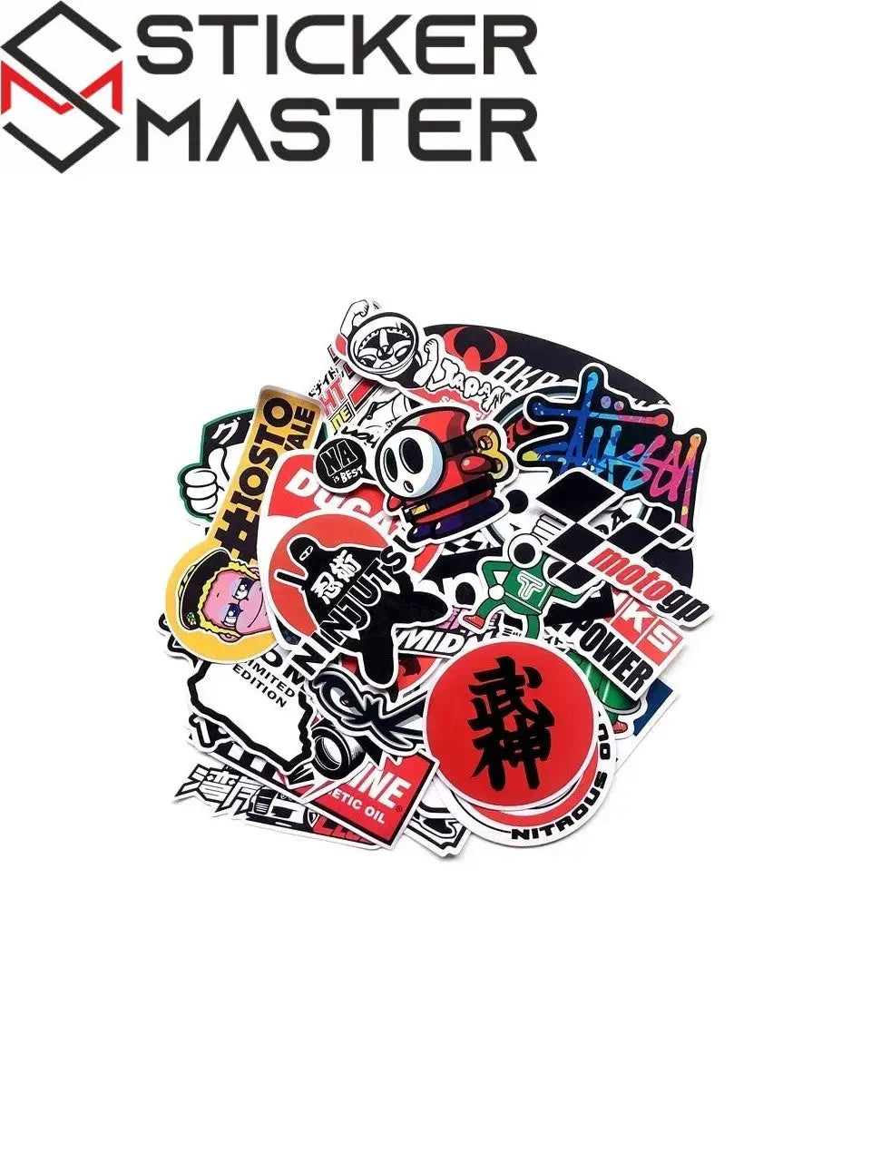 Sticker Master 40 Parça Marka Sticker Seti – Motosiklet, Kask, Laptop ve Valiz için Uygun Etiketler Sticker Master