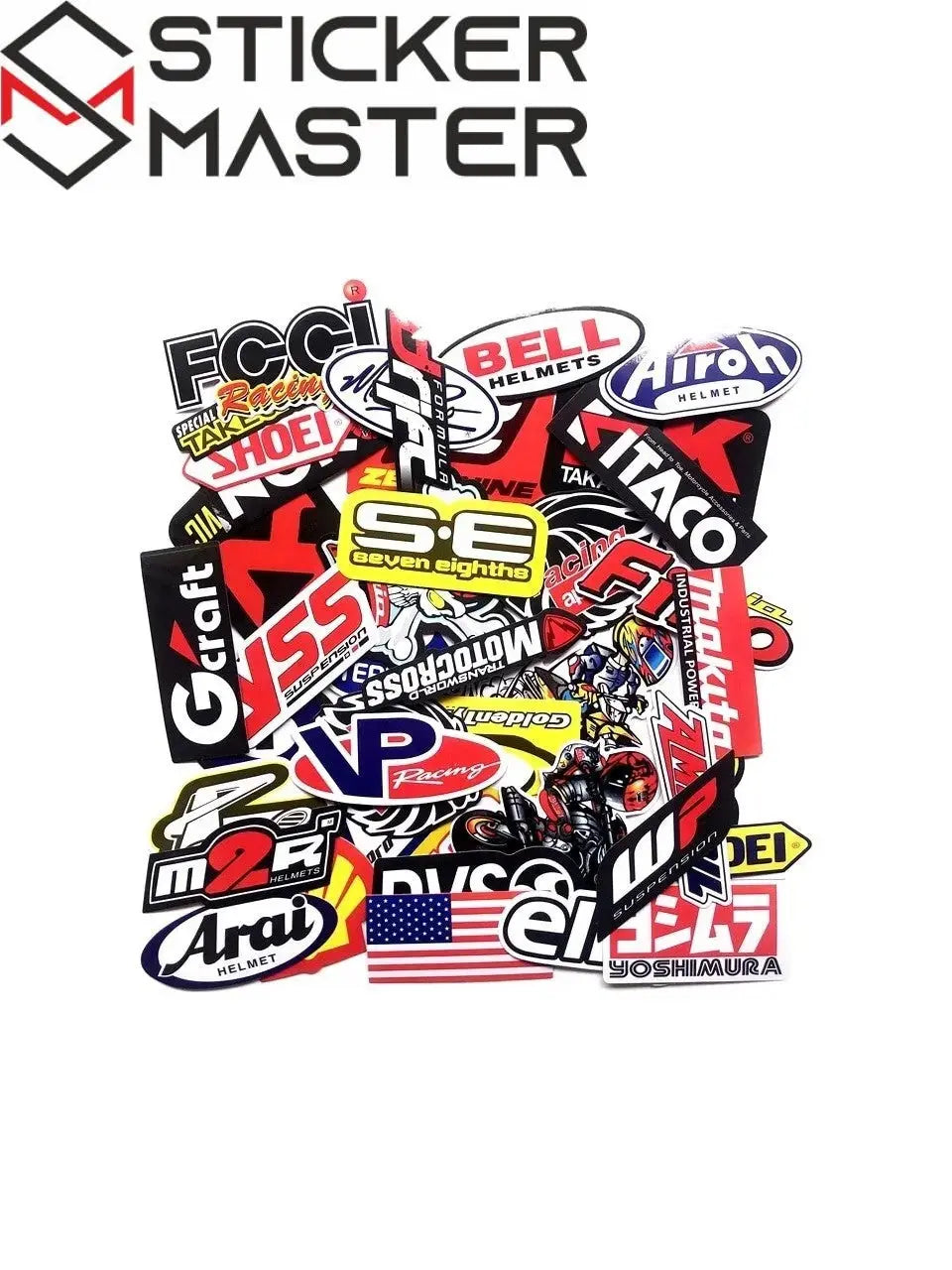 Sticker Master 40 Parça Marka Sticker Seti – Motosiklet, Kask, Laptop ve Valiz için Uygun Etiketler Sticker Master