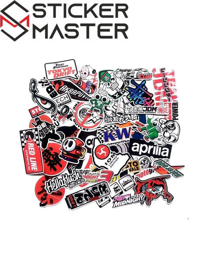 Sticker Master 40 Parça Marka Sticker Seti – Motosiklet, Kask, Laptop ve Valiz için Uygun Etiketler Sticker Master