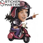Motorcu Kız Sticker Vespa Tasarım 12 cm | Sticker Master