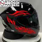 Motosiklet Kask Sticker Seti | Alev Deseni (6 Parça - Her Renk)