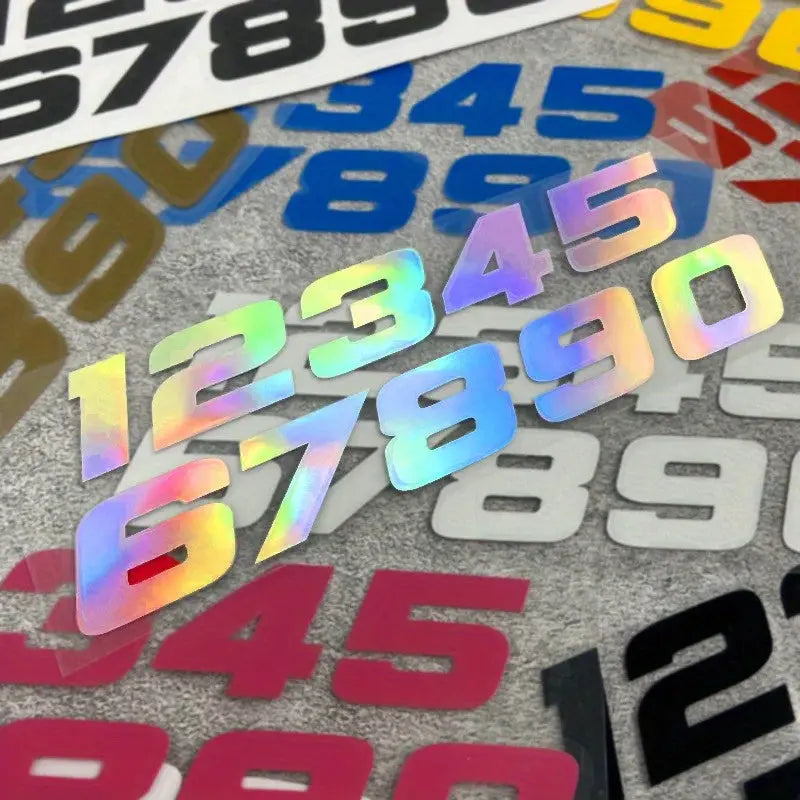Motosiklet Numara Sticker ve Kask İçin Numara Sticker Seti (0-9) | Yarış Rakamları Sticker Master