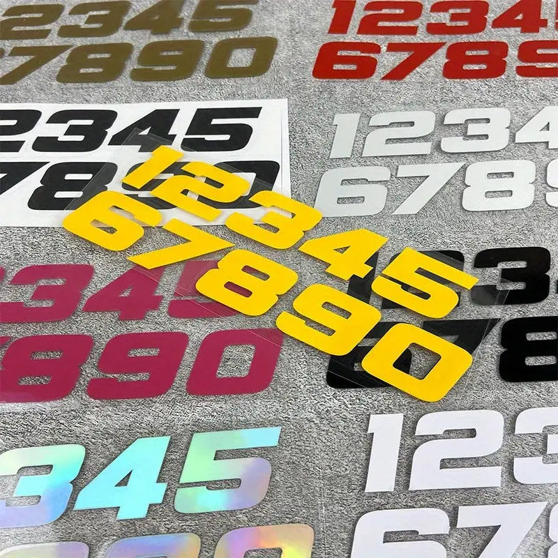 Motosiklet Numara Sticker ve Kask İçin Numara Sticker Seti (0-9) | Yarış Rakamları Sticker Master