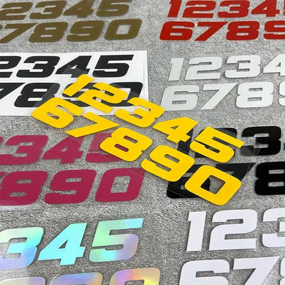Motosiklet Numara Sticker ve Kask İçin Numara Sticker Seti (0-9) | Yarış Rakamları Sticker Master
