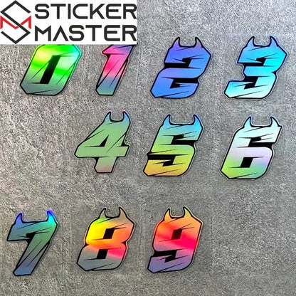 Motosiklet Rakam Sticker | Şeytan Boynuzlu Lazer Kask Decal (5-10cm) Sticker Master