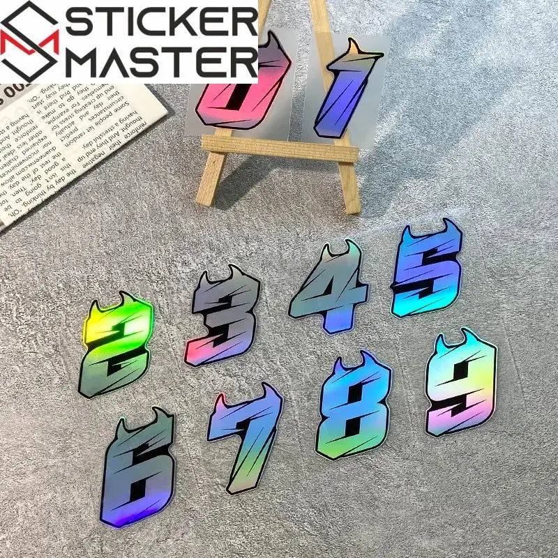 Motosiklet Rakam Sticker | Şeytan Boynuzlu Lazer Kask Decal (5-10cm) Sticker Master