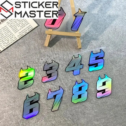 Motosiklet Rakam Sticker | Şeytan Boynuzlu Lazer Kask Decal (5-10cm) Sticker Master