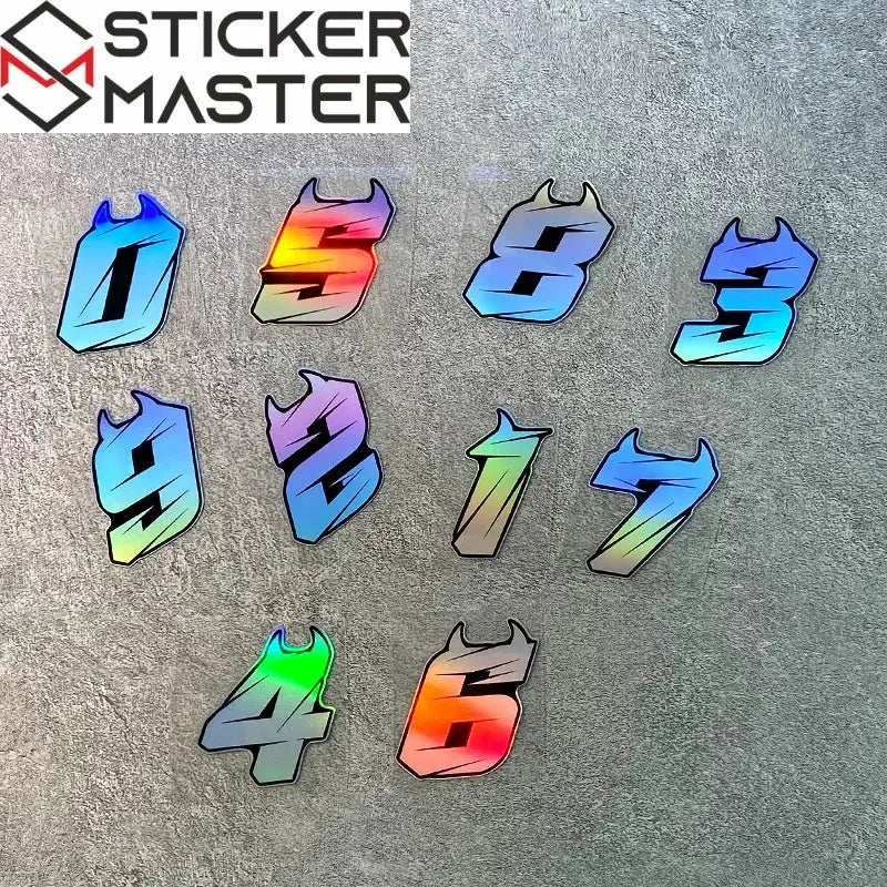 Motosiklet Rakam Sticker | Şeytan Boynuzlu Lazer Kask Decal (5-10cm) Sticker Master