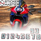Motosiklet Sayı Sticker Seti (0-9) | 3D Görünümlü Yarış Numarası