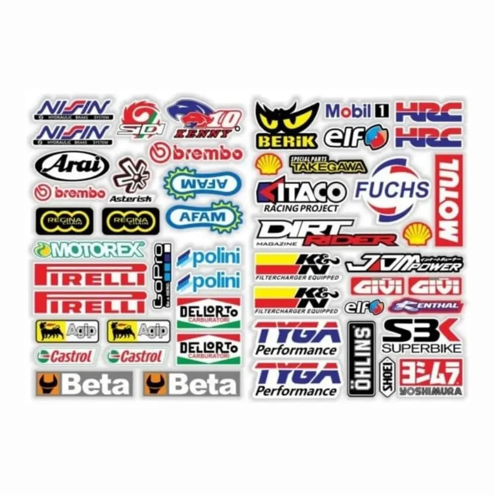 Sticker Master 2'li Motosiklet Yarış Markaları Sticker Seti – Süperbike, Racing, Moto GP Temalı Etiket Seti - Sticker Master