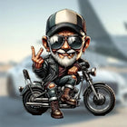 Yaşlı Motorcu Sticker | Karikatür Biker Dekal | Sticker Master