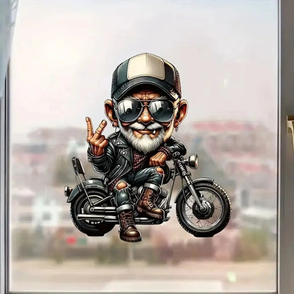 Motosiklet Sticker - Karikatür Yaşlı Adam | Premium Vinyl Decal Sticker Master