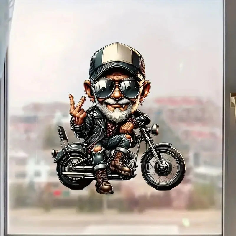 Motosiklet Sticker - Karikatür Yaşlı Adam | Premium Vinyl Decal Sticker Master