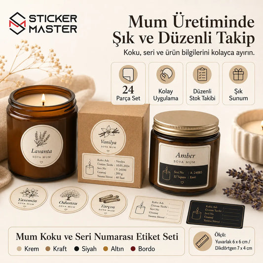 Mum Koku ve Seri Numarasi Etiket Seti