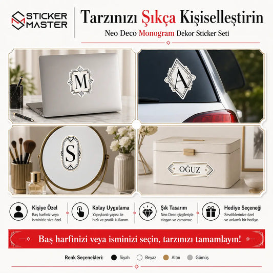 Neo Deco Monogram Dekor Sticker Seti

