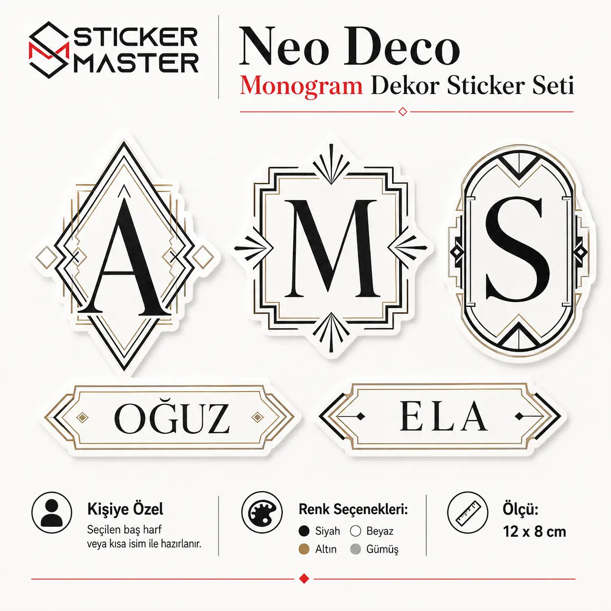 Neo Deco Monogram Dekor Sticker Seti detay