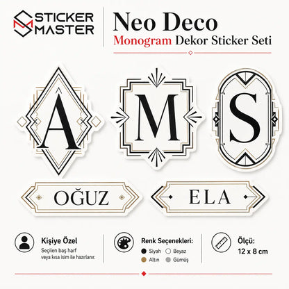 Neo Deco Monogram Dekor Sticker Seti detay
