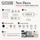 Kişiye Özel Neo Deco Monogram Dekor Sticker Seti
