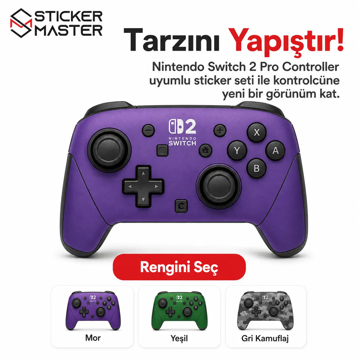 Nintendo Switch 2 Pro Controller Uyumlu Sticker Seti