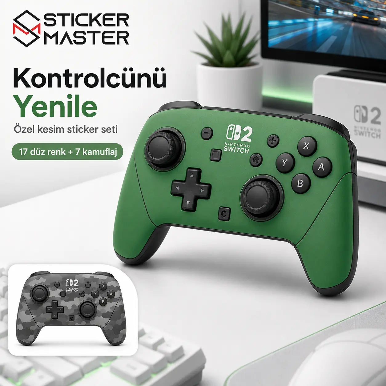 Nintendo Switch 2 Pro Controller Uyumlu Sticker Seti ads
