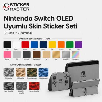 Nintendo Switch OLED Uyumlu Skin Sticker Seti renkler ve detay