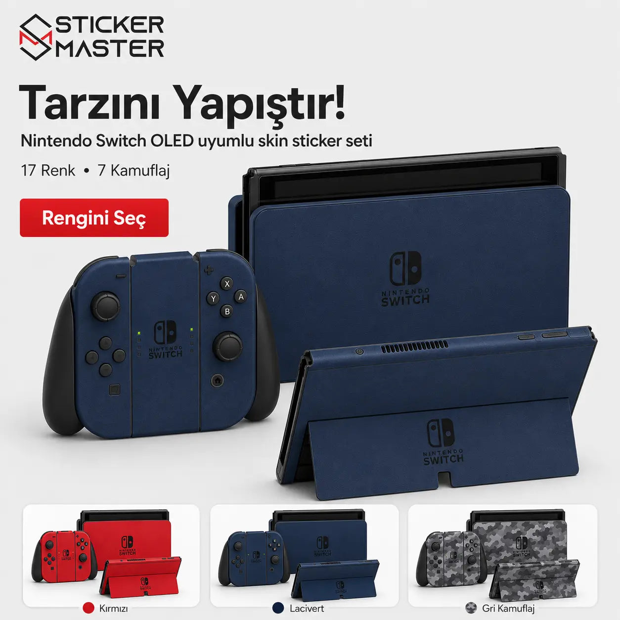 Nintendo Switch OLED Uyumlu Skin Sticker Seti renkler ve detaylar