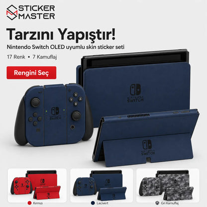 Nintendo Switch OLED Uyumlu Skin Sticker Seti renkler ve detaylar