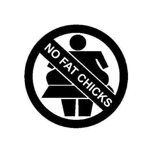 Sticker Master No Fat Chick Şişman Kız Binemez Motor, Kask, Laptop, Araba, Oto Araç İçin Dayanıklı Etiket Decal
