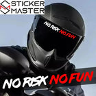 No Risk No Fun Sticker | Motosiklet Kask Vizörü ve Grenaj Yazısı (22x2.4cm)
