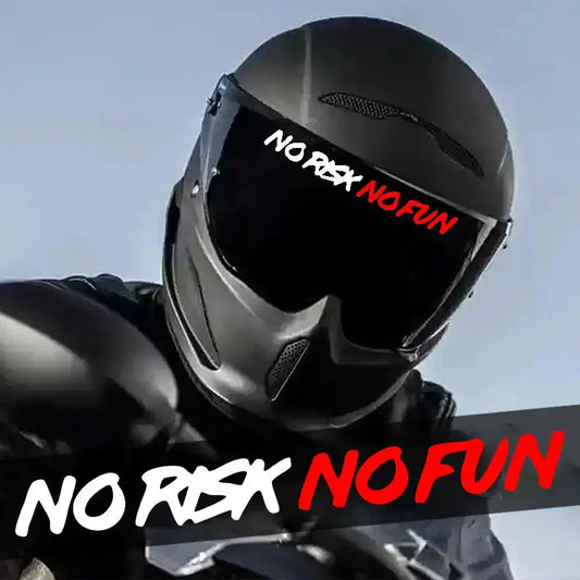 No Risk No Fun Sticker | Motosiklet Kask Vizörü ve Grenaj Yazısı (22x2.4cm) Sticker Master