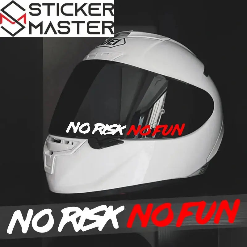 No Risk No Fun Sticker | Motosiklet Kask Vizörü ve Grenaj Yazısı (22x2.4cm) Sticker Master
