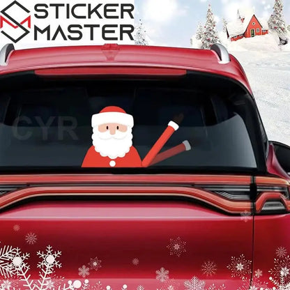 Noel Baba Silecek Sticker | Hareketli Arka Cam Yılbaşı Dekoru Sticker Master