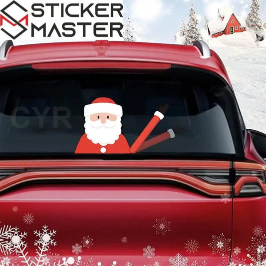 Noel Baba Silecek Sticker | Hareketli Arka Cam Yılbaşı Dekoru Sticker Master
