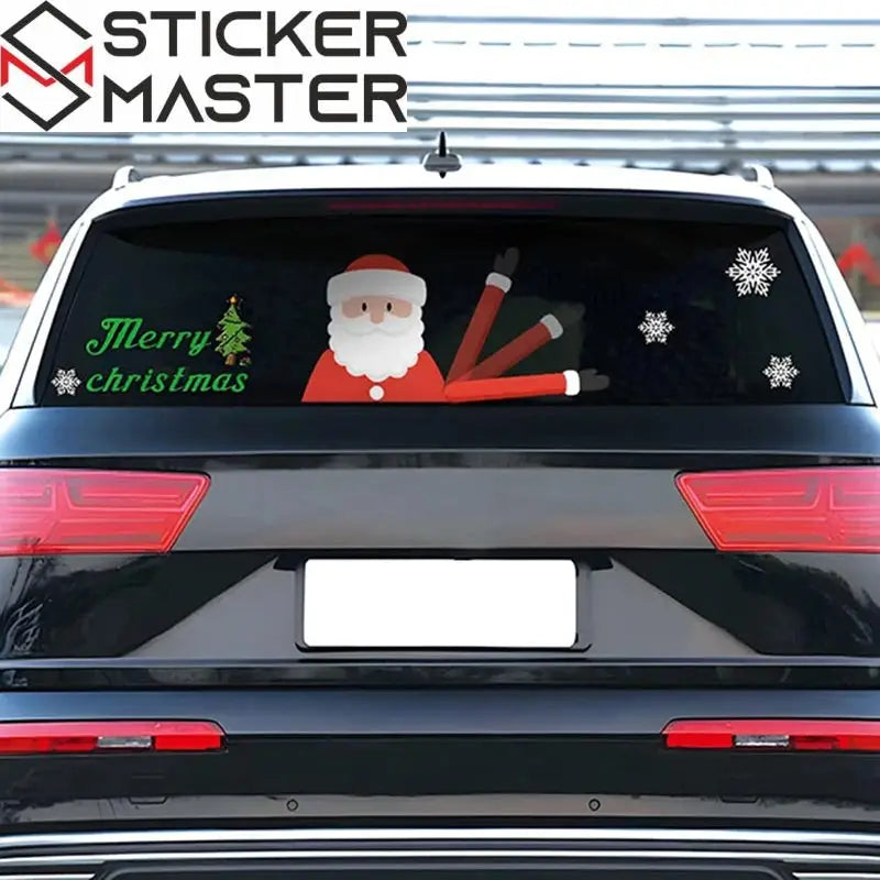 Noel Baba Silecek Sticker | Hareketli Arka Cam Yılbaşı Dekoru Sticker Master