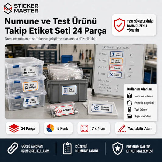 Numune ve Test Urunu Takip Etiket Seti 24 Parca