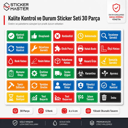 Numune ve Test Urunu Takip Etiket Seti 24 Parca icerik