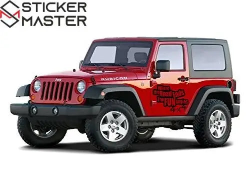 Sticker Master Where the road ends the fun begins - 4x4 Sticker Seti Motor, Kask, Laptop, Araba, Oto Araç İçin Dayanıklı Etiket Decal