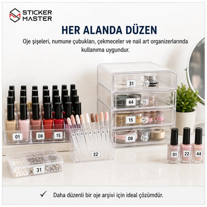 Oje Renk Kodu ve Duzenleme Etiket Seti 48 Parca