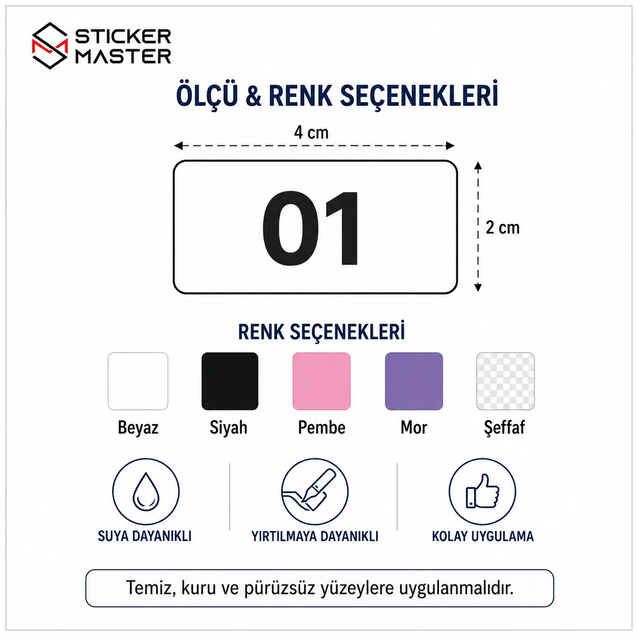 Oje Renk Kodu ve Duzenleme Etiket Seti 48 Parca olculer