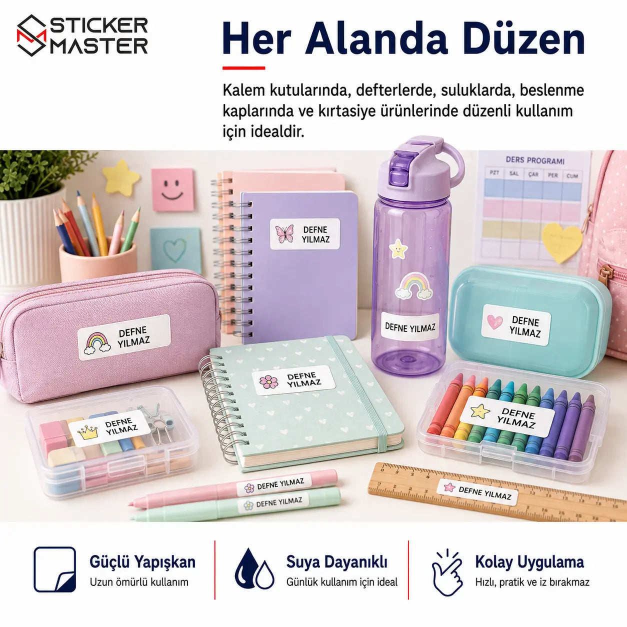 Okula Donus Kisiye Ozel Isim Etiket Seti 48 Parca
