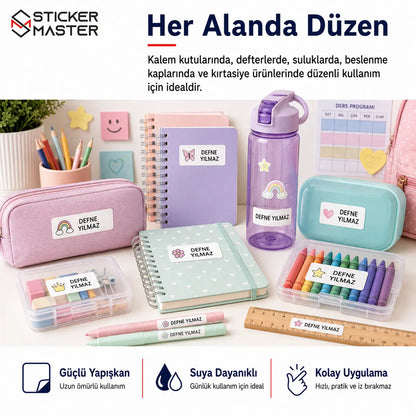 Okula Donus Kisiye Ozel Isim Etiket Seti 48 Parca
